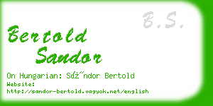 bertold sandor business card